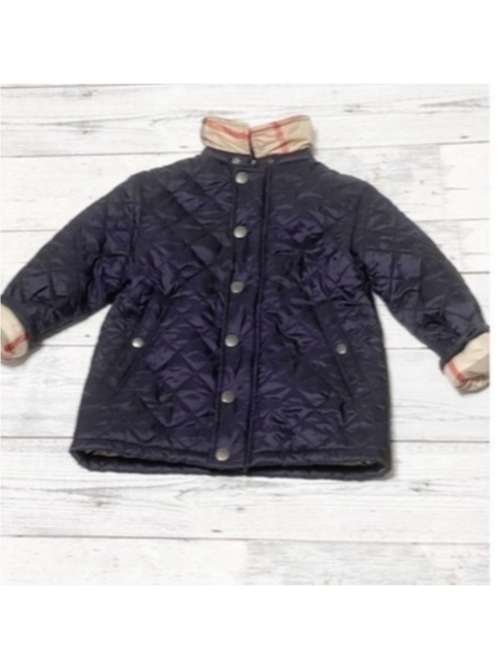 Burberry Kids Quilted Coat with Nova Plaid. Sz 3 - Picture 2 of 6